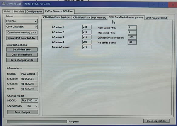 Autorski program do zmiany modelu i języka modułu Siemens EQ6